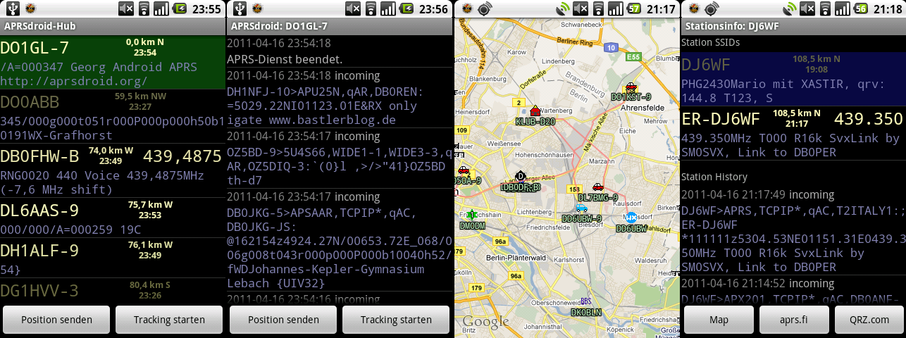 APRSdroid 1.0: hub, log, map, station